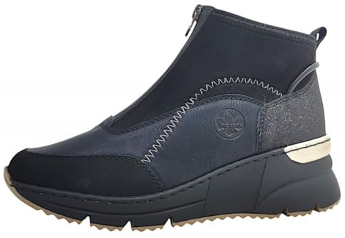 Rieker N6361 Sneaker-Stiefel mit Keilabsatz und Reißverschluss, Schwarz, Schwarz 00, 42 EU