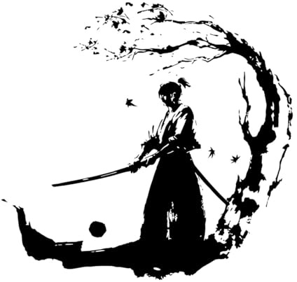 Ninja Wandtattoo Samurai Wandaufkleber Krieger Wanddeko Aufkleber für Jungen Zimmer Dekoration Zubehör-L-58x61cm-Black