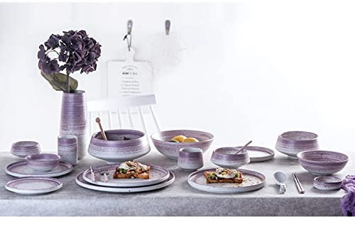 Juego de vajilla de cerámica de 55 piezas, juego de vajilla de porcelana, juego de platos de cerámica, juegos de platos y cuencos, juego de vajilla de servicio completo, servicio para 8, apto para lav