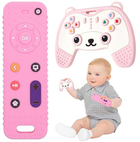 Baby Spielzeug, Silikon Baby Fernbedienung Spielzeug | Montessori Spielzeug Baby FÜR Jungen Und Mädchen, Zahnungshilfe Baby Sind BPA-Frei, Spielzeug Ab 6 Monate Geeignet Als Babygeschenk (Rosa)