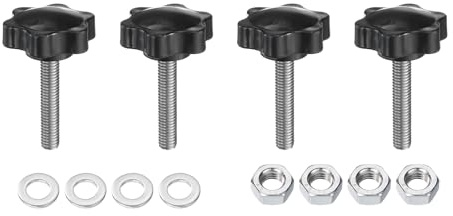 QUARKZMAN 4 Stück Rändelschraube Sterngriffmutter M8 x 40mm Metrisch 304 Edelstahl männliches Gewinde 38mm Rändelmutter 6-Stern Kunststoff Gewindestift Handknöpfe Griffe Daumenschrauben