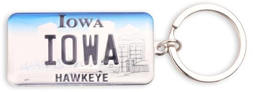 Westmon Works Iowa Keychain Souvenir Hawk Eye License Plate Metal Key Ring, Multi, S