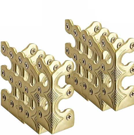 Lot de 10 protections d'angle vintage en métal avec vis pour plinthes et accessoires décoratifs pour chambre, cuisine (doré)