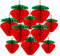 BOARDFEB Erdbeer Wabenbälle, 12 Stück Erdbeer Papier Honeycomb Rot Erdbeeren Party Deko für Obst-Mottoparty Geburtstagsfeier Hawaii-Party Babyparty Hochzeit