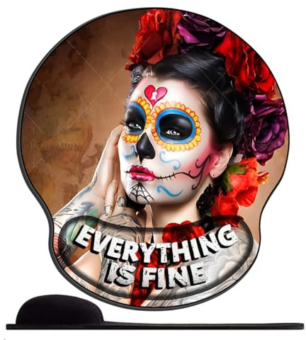 Mauspad mit Handauflage Mädchen im Gothic-Stil Mousepad Ergonomische Gelkissen Mouse Mat Katze Handgelenkauflage für Alle Maus Offfice Heim Computer Laptop