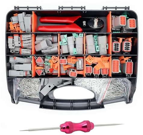 Deutsch Stecker Kit, 528Pcs Terminal Kit mit Entfernungswerkzeug | 2 3 4 6 8 12 Pin-Steckverbinder, mit Crimpzange, Keilverriegelung und Stiftentfernungswerkzeugen, IP67 Wasserdichter
