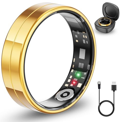 Mingtawn 2025 Neuer ultradünner Smart-Ring, überwacht 24/7 Herzfrequenz, SpO2, Schlaf, Körpertemperatur usw. Ringe für Männer und Frauen, Keine Abonnementkosten, Android iOS (Gold Größe 12)