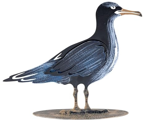 levandeo Deko Aufsteller Möwe 25x10cm Grau Blau Weiß Metall Tischdeko Maritim Dekofigur Bad Baddeko Tischaufsteller