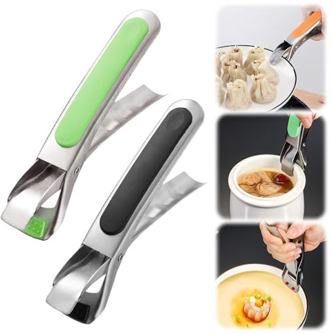 2PCS Kitchen Tongs for Cooking, 2025 New Multi-Purpose Silicone Anti-Scald Bowl Dish Holder Clip for Kitchen, Plate Gripper Compatible with Instant Pot Accessories, Microwave, Oven (Green & Black)