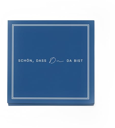 itenga Servietten „Schön, dass du da bist“ – 40 x Papier-Servietten, 3-lagig, 30 x 30 cm– Dekoration für Hochzeit, Geburtstag, Taufe, Kommunion, Konfirmation (dunkelblau)