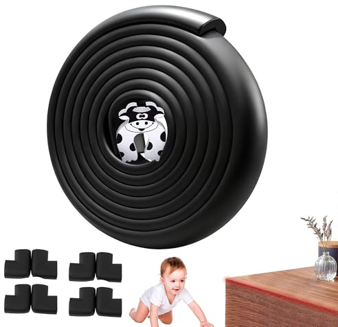 Ecken und Kantenschutz 5m Länge Tischkante Kissen Beschützer und 8 Eckenschützer mit 1 Schaumstoff Tür Stopper Für Scharfe Möbel Ecken Tischschutz Schwarz