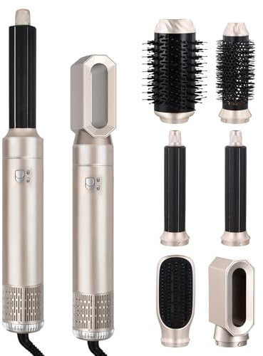 Litinliv 6 In 1 Lockenstab,Hairstyler 6 in 1 Hair Styler set,Lockenstab Warmluft Curler,1000W Haarstyler Warmluftbürste,Warmluftbürste mit 6 Ersatz,für Haare Glätten,Trocknen,Volumen,Locken