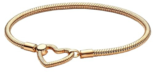 Hevdlt Goldfarben Damenarmband，Sterling Silber mit vergoldeter Metalllegierung, Kompatibel Moments，Charms Anhänger Armband From 17CM to 21CM