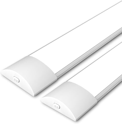 LED Batten Light 180cm, 60W 7200lm, 3000K/4000K/6500K Colour Changeable, 6ft LED Tube Lights for Kitchen Office Garage Home Lighting, Ceiling Fluorescent Strip Light Replacement, 2 Packs