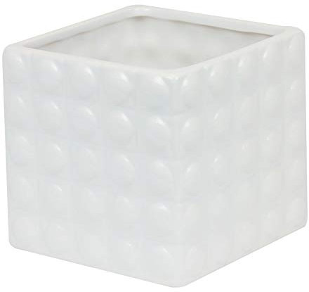 Piano carre 18 cm cache-pot en ceramique original design pot de fleur en blanc