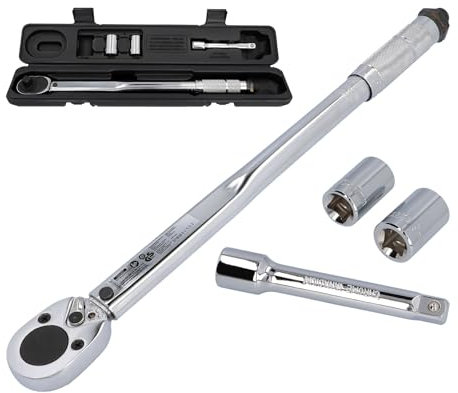 cartrend Drehmomentschlüssel für das Auto, Einstellungsbereich bis 210 Nm, Antrieb 1/2 (12,7 mm) Vierkant, gehärtetes, verchromtes und poliertes Material, mit rutschsicherem Handgriff