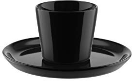 Alessi Tonale DC03/76 B - Tazzine da Caffè di Design in Gres Lucido, 4 Pezzi, Nero