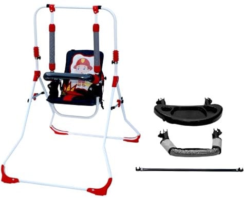 Skyline - Altalena per bambini, 2 in 1, altalena da giardino, per interni ed esterni, per bambini, in una cintura di sicurezza con asta, compatta pieghevole per interni ed esterni