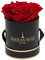 PARIS EN ROSE Rosenbox | mit 4 bordeaux-roten Infinity Rosen Größe XL | konservierte ewige Rose |runde Schwarz-Goldene Box | 3 Jahre haltbar | Grußkarte