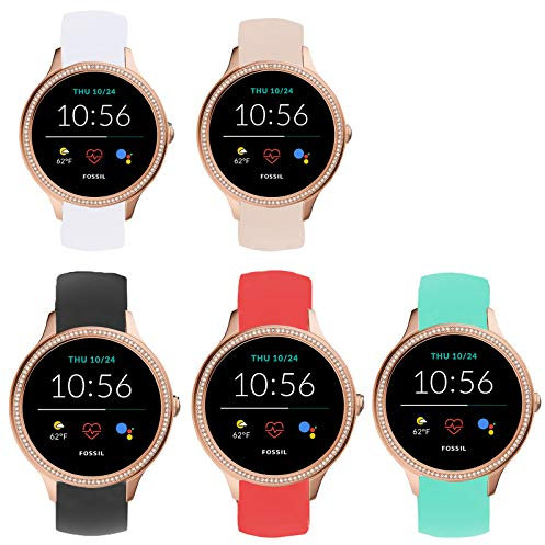 LvBu Cinturino compatibile con Fossil da donna Gen 5E Samartwatch, Sport Silicone Classic Cinturino di ricambio per orologio Fossil da donna Gen 5E Samartwatch Smartwatch, 5 confezione, Classico