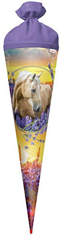ROTH Schultüte groß Pferdeträume 70 cm - rund Rot(h)-Spitze Filzverschluss - Zuckertüte