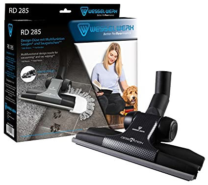 Wessel-Werk RD 285 Staubsauger Design-Düse | Multifunktionsdüse | Saugen, Saug-Wischen und Tierhaarentfernung | für Hartboden und Teppich | inkl. Mopp und Tierhaaraufsatz | passend von 32-38mm