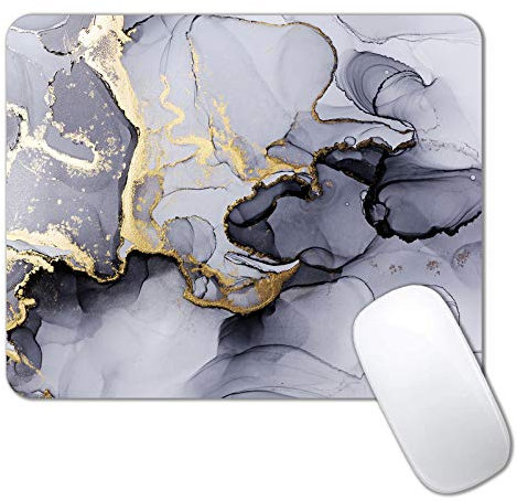 IMAYONDIA Gray Gold Black Marble Mouse Pad, Gaming Mouse Mat with Custom Design, Non-Slip Rubber Base Mousepad, Waterproof Office Mouse Pads,Desktop White Ink Marble