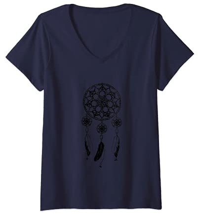 Damen Traumfänger Dreamcatcher T-Shirt mit V-Ausschnitt