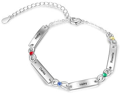 Lam Hub Fong Personalisierte Damen Unendlichkeit Armband mit Gravur 1-6 Name Verstellbare Mutter Tochter Armbänder Geschenk für Muttertag Geburtstag Weihnachten (4 Name)