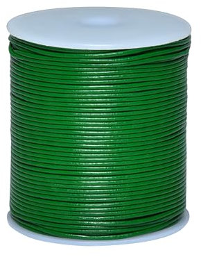 Cords Essentials Round Genuine Leather String Cord, Rope for Jewelry Making, Necklaces, Bracelets, Kumihimo Braiding, Wraps, Crafts and Hobby Projects (Light Green, 1.5 MM)
