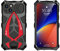 CeeEee Stoßfest Hülle für iPhone 13 Hybrid Metall und Silikon Cover Unzerbrechliche Schutzhülle mit Displayschutz - Rot
