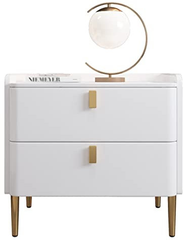Stand de nuit Table de chevet moderne blanc Simple table de chevet en ardoise laquée Toutes les bois rond cabinet Chambre à coucher Casier de chevet Table d'accent (Color : A)