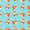 Loussiesd Süßer Fuchs Polsterstoff,Meterware,Karikatur Waldfüchse,Dekorationsstoff für Polster und Heimwerkerprojekte,Kinder Kawaii Wildtier,wasserdichter Outdoor Stoff,276x160cm,Blau Orange
