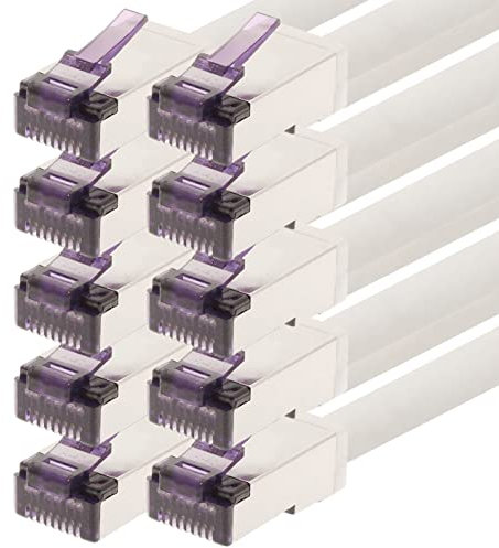 1aTTack.de - 1m - CAT6a Superflex Ethernet Gigabit LAN network cable RJ45 CAT6 A patch cable 10000 Mbit s SFTP PIMF 500 MHz compatible with CAT6 CAT5 - white - 10 pieces