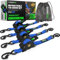 Rhino USA Sangles à Cliquet Rétractables (Paquet de 4) - 2.5cm x 3m (540kg Résistance à la Rupture) - Sangles d’Arrimage Automatiques et Robustes pour Camion, Remorque, Moto, Vélo & Plus - Bleu