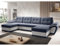 MODERNO Wohnlandschaft Sofa mit Schlaffunktion ENZO U - Sofa U-Form mit Bettkasten - Modern Ecksofa Schlafcouch - Steppsofa Zweifarbig - Dunkelblau-Weiß