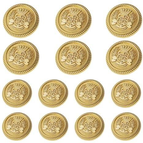 Blazerknöpfe aus Metall, goldfarben, 23 mm, 18 mm, für Herren, Goldknöpfe für Blazer, Anzüge, Sportmantel, Uniform, Jacke, 14 Stück