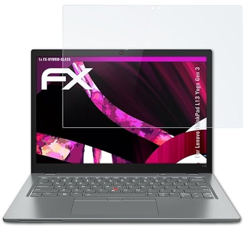 atFoliX Glasfolie kompatibel mit Lenovo ThinkPad L13 Yoga Gen 3 / 21B50043GE Panzerfolie, 9H Hybrid-Glass FX Schutzpanzer Folie