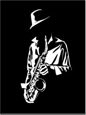 QITEX Affiche Decoration Murale Jazz Saxophone Poster de musique Saxophone noir et blanc Jouer Art Peinture Poster et impression Murale Art3 toile peinture Peinture Affiche 40x60cm (Sans cadre)