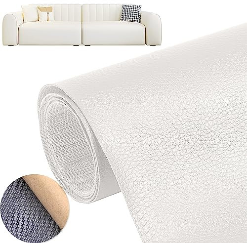 Selbstklebend Leder Patch, Kunstleder Reparatur Patch, Kunstleder Selbstklebende Patch, Leather Repair Lederflicken, Lederreparatur Patch Kits, für Sofas, Möbel, Autositze, 50 x 137 CM (Weiß)