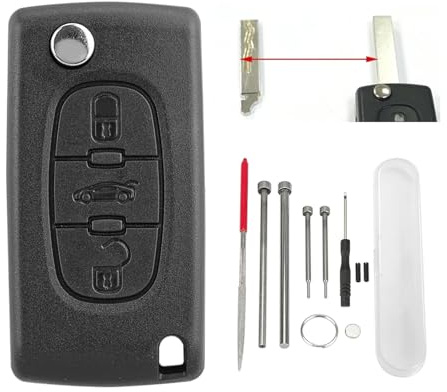 3 Tasten Klappschlüssel-Fernbedienungsgehäuse Für Peugeot 207 307 308 407 607 807 Citroen Dispatch Picasso Berlingo C1 C2 C3 C4 C5 C6 Grand Xsara mit Werkzeuge zum Entfernen von Stiften (HU83 CE0536)
