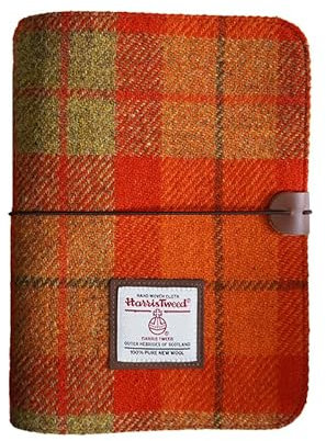 TAILORMAP Harris Tweed A5 Notizbuch Binder 6 Ringe, Wollstoff Softcover Nachfüllbar A5 Binder für A5 Nachfüllpapier und A5 Planer Einlagen, Notebook Journals zum Schreiben, A5 Größe 80 Seiten (Orange)