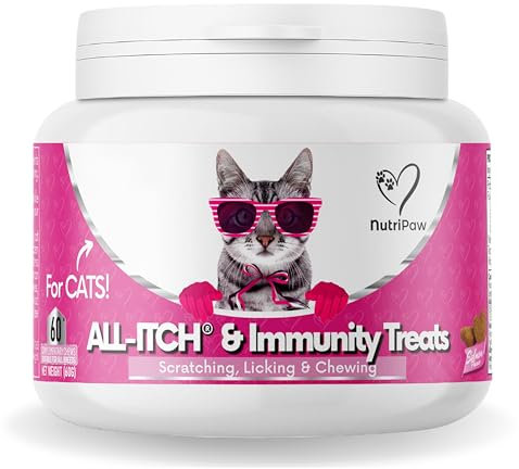 NutriPaw All-Itch Immunity Treats For Cats - Soothe Itchy Paws, Eyes, Ears, Skin - Stop Itching, Licking, Scratching & Excessive Grooming breeds - Supports Seasonal Itching