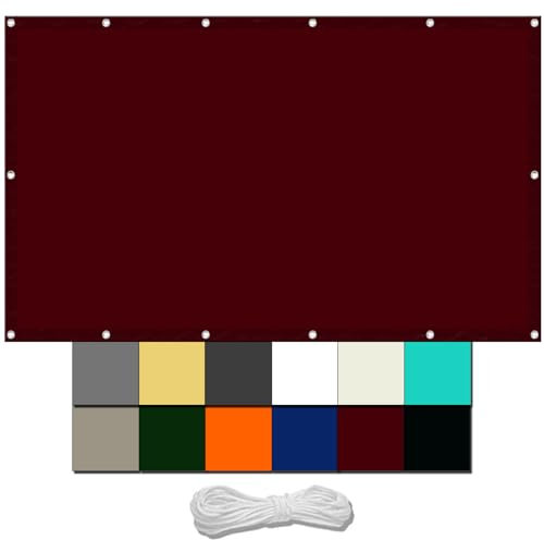 Markisenstoff 2.6 x 4 m Wasserdicht Sonnenschutz Balkon Reißfest UV-Schutz nach Mass Polyestergewebe Mit Seil Schattenspender für Außenbereich Patio, Weinrot