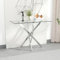 GOLDFAN Glass Console Table with Silver Metal Legs, 100cm Entrance Table for Hallway Modern Slim Sofa End Table for Living Room Corridor