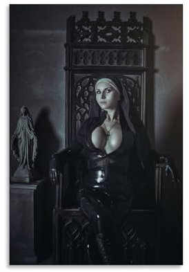 KOPTEW Sexy Nun Poster Dekorative Malerei Leinwand Wandkunst Wohnzimmer Poster Schlafzimmer Malerei,Wandkunst Bilddruck Moderne Familienzimmer Dekor 08x12inch(20x30cm)