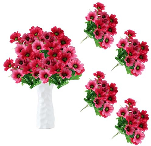 astylishome Artificial Flowers for Graves Bundles of 56 Daisies Flower Realistic Appearance for Home Office Party Wedding Centerpiece Decorations Floral Arrangement 0704