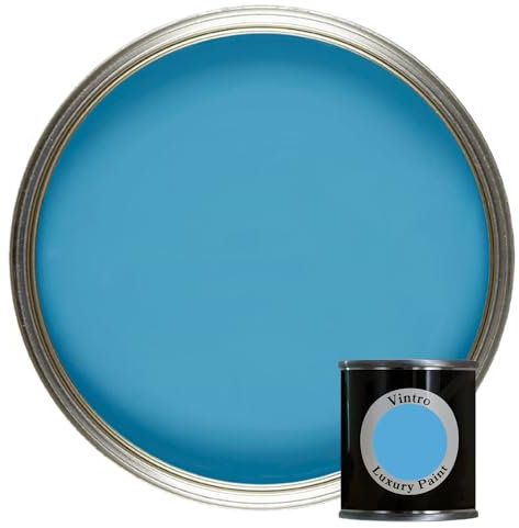 Vintro Paint | Blue Luxury Matt Emulsion | Paint Tester Pot | Smooth Chalky Finish | Multi Surface Paint | for Walls, Ceilings, Wood and Metal | 125ml (Blue - Trinity)