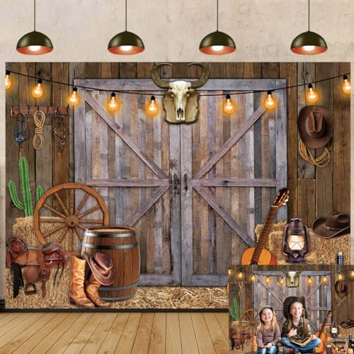 Western Cowboy Hintergrund Wilder Westen Rustikaler hölzerner Scheune Haus Fotografie Hintergrund für Western Cowboy Party Dekoration Banner Kinder Baby Dusche Geburtstag Foto Kabine