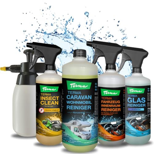 Terma Caravan Wohnwagen Reiniger 5er Bundle Made in Germany Wohnwagen Reiniger aussen und Innenreiniger Boden, Regenstreifen entferner, Vorzeltreiniger